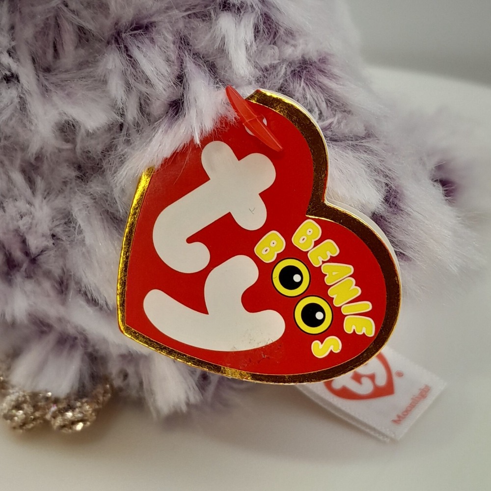 TY Beanie Boos Moonlight the Purple Owl 6 Inch Glitter Eyes Plush Toy - Picture 4 of 10